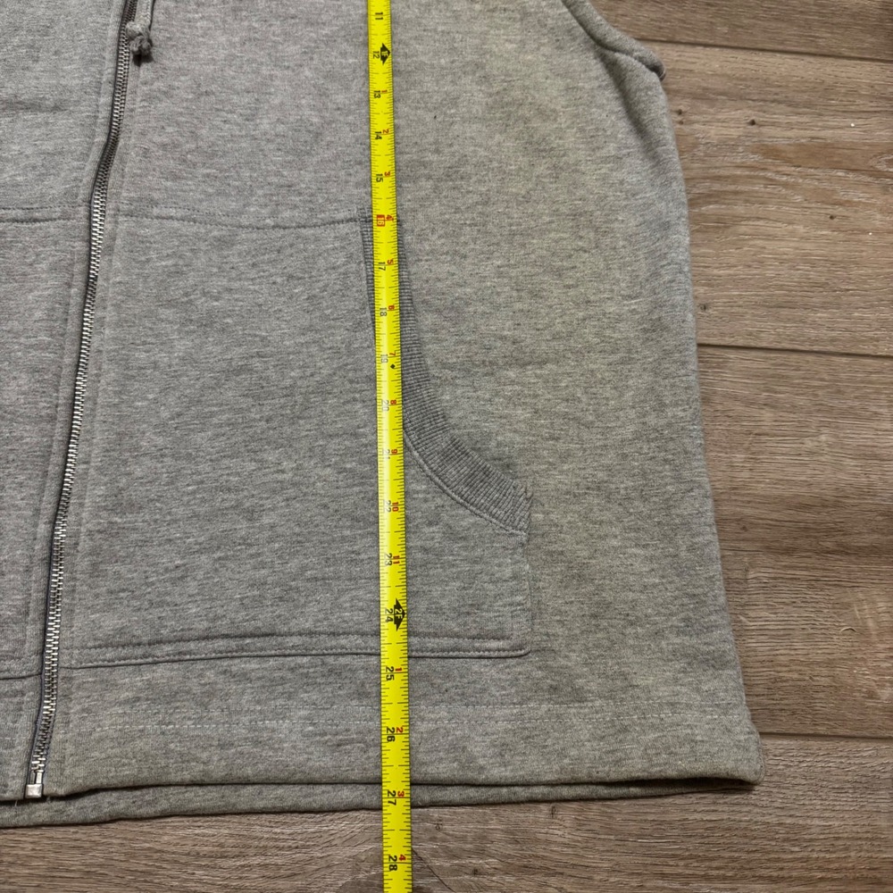 Cowboy Up Mens XL Sleeveless Full Zip Hoodie Gray Flaming Bull Graphic Vest y2k - Picture 7 of 9